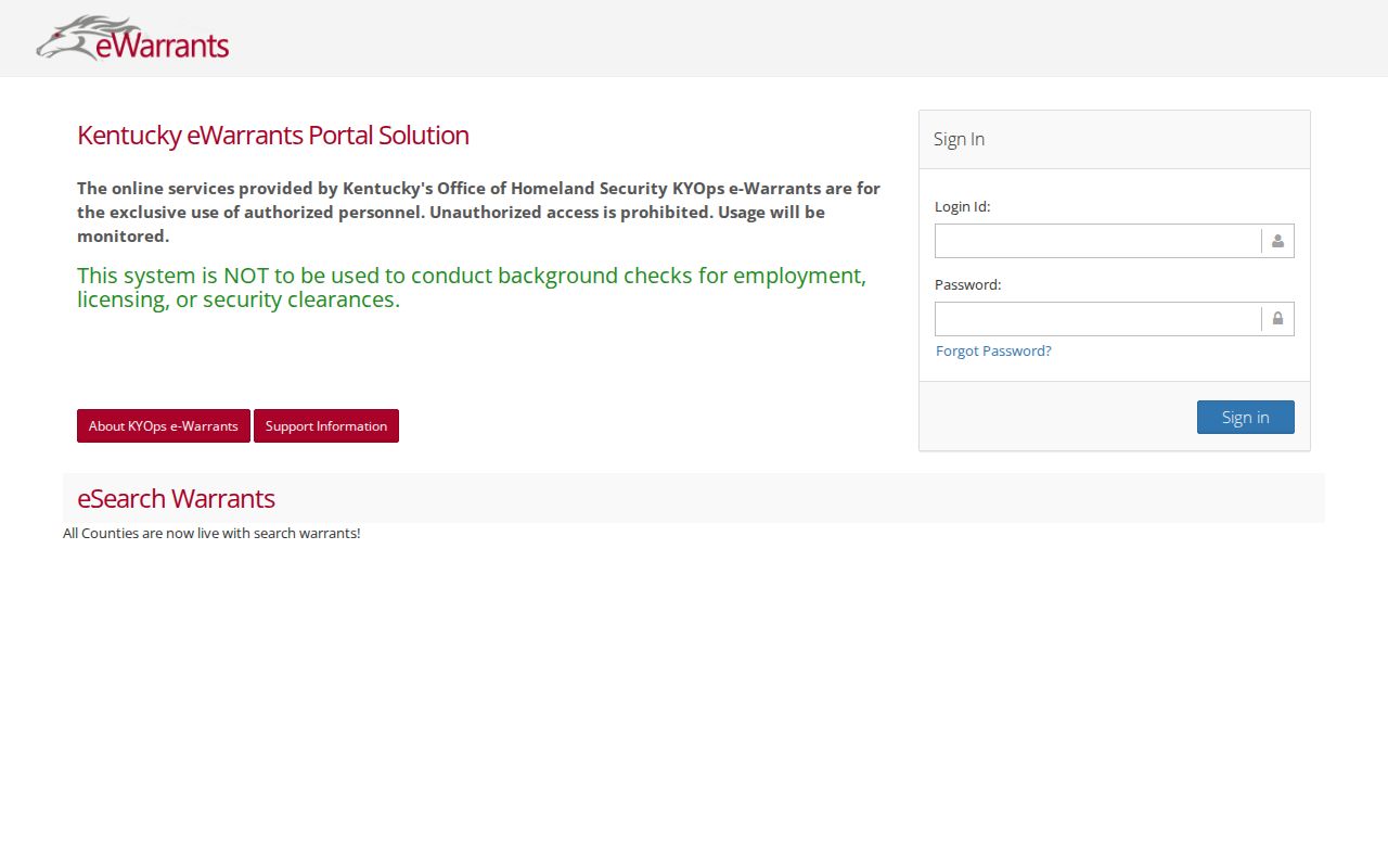 Carter County warrant records eWarrants authorized login screen